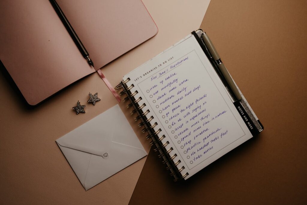 Stylish flat lay with to-do list notepad, pen, and accessories, perfect for productivity and planning themes.